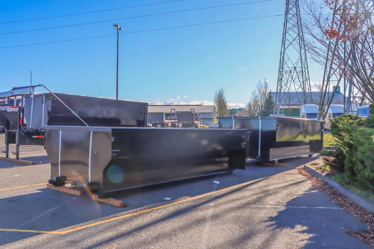Roll-off dumpster ready for waste disposal at job site for 15 Yard Dumpster Rental in Lombard